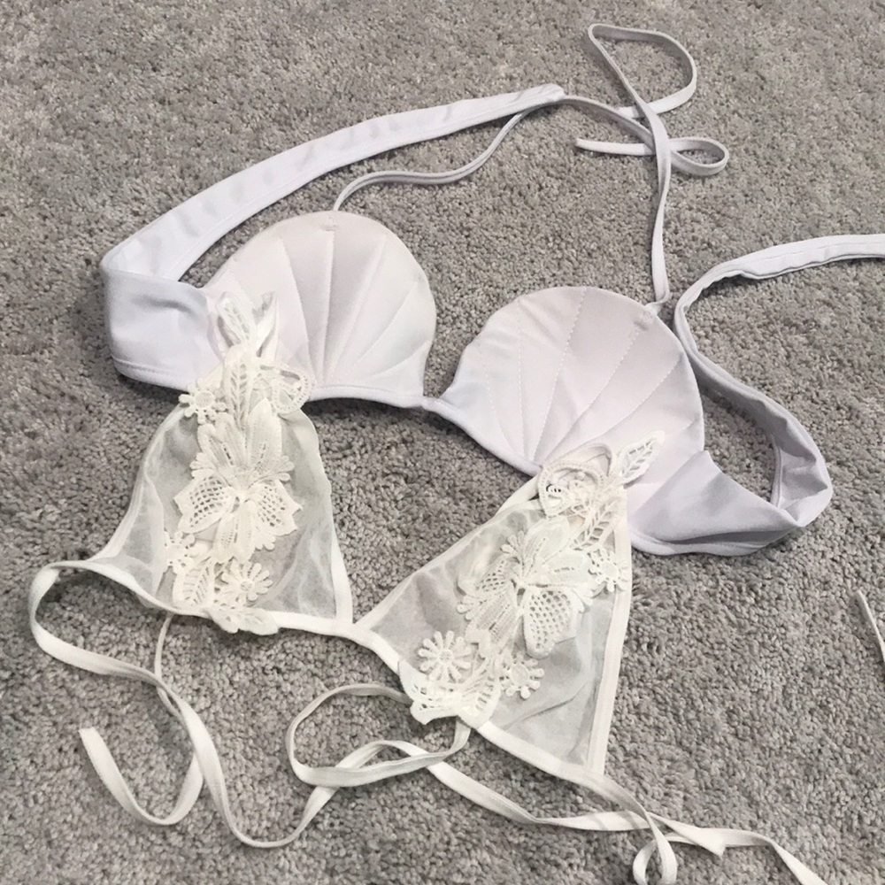 White bralette/bikini top bundle
